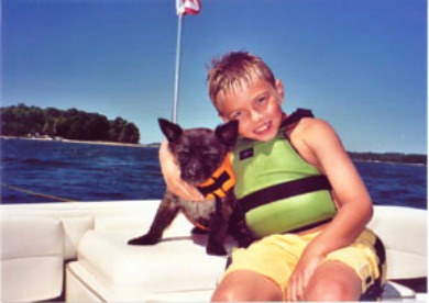 Boy & Dog Wearing Live Vests