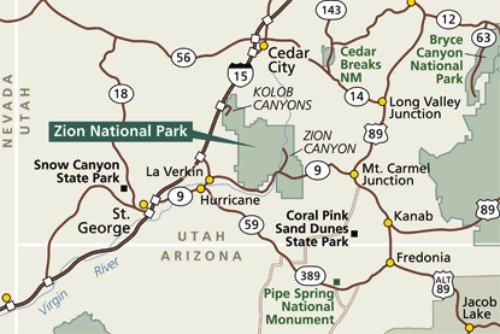 Zion National Park  Area Map